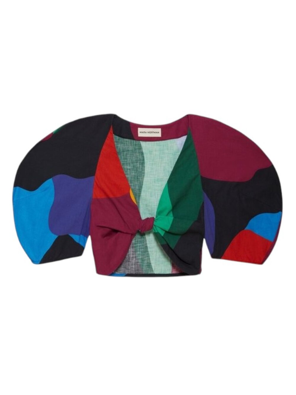 NWT Mara Hoffman Raya Abstract Twist-Front Crop Top Multicolor - Sz 0 - Org $275